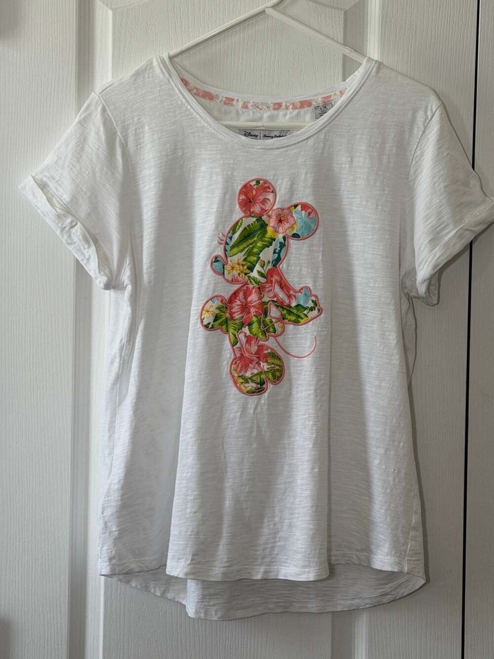 Tommy Bahama Disney Mickey Mouse Floral Silhouette T-Shirt White Hawaiian Sz L